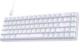 TMKB mechaninė žaidimų klaviatūra, T68se 60 % procentų klaviatūra su USB kabeliu, anti-ghosting QWERTY išdėstymo mini raudonų jungiklių klaviatūra PC Windows/Mac OS, balta