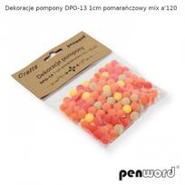 Dekoracija pomponai ORANŽINIAI MIX 120vnt./1cm, PENWORD