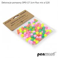 Dekoracija pomponai FLUO MIX 120vnt./1cm, PENWORD