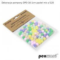 Dekoracija pomponai PASTEL MIX 120vnt./1cm, PENWORD