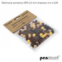Dekoracija pomponai rudos spalvos MIX 120vnt./1cm, PENWORD