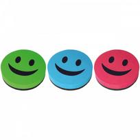 Kempinė magnetinei lentai valyti su magnetu apvali Smile 9,2cm skersm., 3 spalvų, Fun-Joy