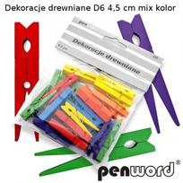 Dekoracija rankdarbiams Segtukai mediniai spalv.35x9mm, 24vnt.