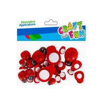 Medinė dekoracija lipdukai "Boružės" 24 vnt. įvairių dydžių CRAFT-FUN