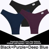FINETOO 3Vnt./komplektas Moteriškos medvilnės kelnaitės Moteriški apatiniai Sexy Strong Sexy Briefs Moteriškos apatinės kelnaitės V formos juosmeniu Brazilijos kelnaitės Bikini Tangas S