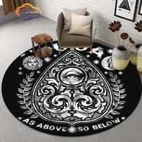 Pentaklio simbolio kilimas, masonų apvalus kilimas, ožkos galvos šėtono kilimas, „Ouija“ lenta su rankomis okultizmo kilimėlis „Watchcraft Goth“ kilimas 60cm
