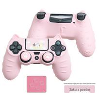 Animacinis mielas silikoninis PS4 valdiklio dėklas su analoginių stick dangteliais, lipdukais ir apsauginiu nuo dulkių žiedu geltona