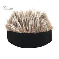 Vyriškas retro trumpas perukas galvos juosta Hip Hop Hooligan Cap Beanie Cosplay netikrų plaukų kepurė juodos kavos spalva