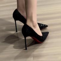Mada Mada 2025 Nauji Moteriški Elegantiški Smailianosiai Aukštakulniai Kristaliniai Seksualūs Juodi Stiletto Aukštakulniai Moteriški Blizgūs vakarėlio Suknelės Aukštakulniai 33