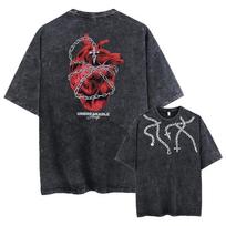 Oversized Short-Sleeve T-Shirt Featuring Character Art from Hunter x Hunter Depicting a Poignant Farewell Scene, Accompanied by the Quote L gray