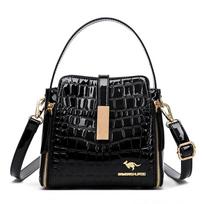 Moteriška rankinė krokodilo lakuotos PU odos vidutinio amžiaus moterų rankinė vienu petimi, crossbody, rankinė, mamos rankinė juoda