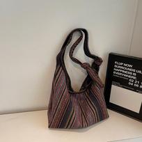 Fashionable and Retro Single-shoulder Bag, Large-capacity Tote Bag, Striped Crossbody Bag ruda