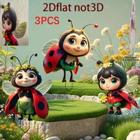 3Pcs Cute Ladybug Flat 2D Acrylic Garden Decor, Ideal for Outdoor Lawn, Planters, Yard & Garden, Durable & Perfect Gift Choice 3pcs