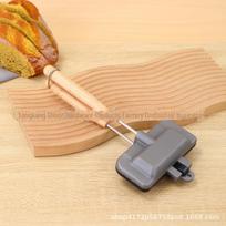 Stačiakampė nelipni sumuštinių ir skrebučių kepimo forma kempingui ir pusryčiams Beech handle small shell sandwich