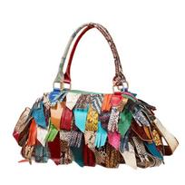 Genuine Leather Bag Contrasting Color Tassel Single-shoulder Crossbody Handbag for Women įvairiaspalvis