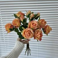 13-head Charred Edge Rose Simulation Flower Bouquet, Vintage Photography Prop for Home Decoration 13 heads balta