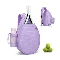 Teniso krepšys, Dygsniuota teniso kuprinė telpa 2 raketės, Vandeniui atspari crossbody sling piklbolo krepšiai moterims, vyrams ir jaunimui violetinė