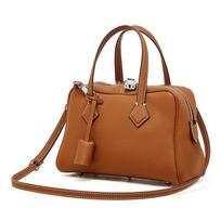 Versatile crossbody commuter bag genuine leather Boston pillow bag for women One Size aukso rudos spalvos