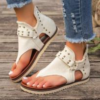 New Size of Women's Shoes: Beach Flip-toe Herringbone Flat Women's Sandals 36 pilka spalva