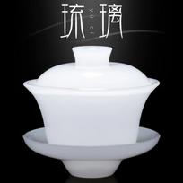Tianquan White Jade Porcelain Gaiwan Fat White Glass Tea Tureen Large Tea Making Bowl Chinese Kungfu Gaiwan Tea Set <200ml