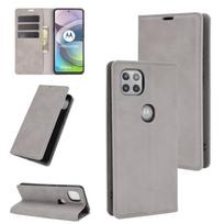 Skirta Motorola Moto G 5G Retro-skin Verslo magnetinio siurbimo odinis dėklas su laikikliu, kortelių angomis ir pinigine For Motorola Moto G 5G tamsiai pilka spalva