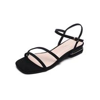 One Strap Sandals Women Simple French Trip Strap Flat Sandals Slippers Women Casual Large Size Sandals Women Summer 34 juoda