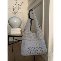Vintage Hollow Knitting Bag Flower Tote Bag Niche All-in-one Women's Shoulder Bag Wool Woven Bag Handbag abrikosas