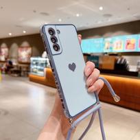 Krepšio tipo dirželio virvelė telefono dėklas Samsung Galaxy S25 S23 S24 Ultra S24 FE A35 A15 A16 A55 A54 5G dengtas širdelės virvelės dangtelis For Samsung S24
