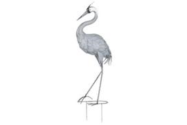 Sodo dekoracija Garnys, metalinis, pilkos sp., 31 x 15 x 77 cm.