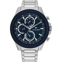 Tommy Hilfiger Vyriškas chronografo laikrodis Mėlynas ciferblatas Sidabrinė apyrankė 1792080 sidabras