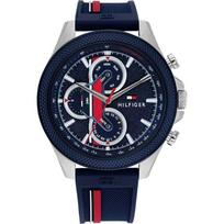 Tommy Hilfiger Vyriškas chronografo laikrodis Mėlynas ciferblatas Silikoninis dirželis 1792083 raudona/juoda