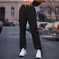 Spring Autumn Women's Pants Fashion Y2k High Waisted Work Pants Pocket Casual Pants XL pilka spalva