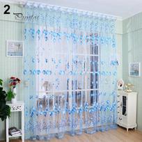 Namų dekoras Tulpės gėlė Voile Užuolaidos Užuolaidos Panel Kambarys Skaidrus namų durų langų dekoravimas 100cm x 200cm(On Rod) mėlyna