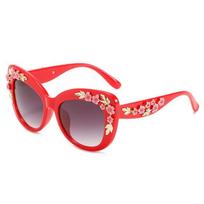 Rožiniai Dekoratyviniai Madingi Retro Gėlių Akiniai Nuo Saulės Moterims Vintažiniai Metaliniai Rožiniai Flores Katės Akių Akiniai Nuo Saulės Gafas De Sol