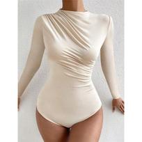 Women's Spring&Summer Slim and Skinny Drawstring Long Sleeve Jumpsuit L abrikosas