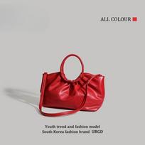 Large Capacity Single Shoulder Crossbody Cloud Bag Niche Handbag raudona