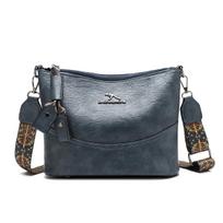 Simple and Versatile Bucket Bag Single-shoulder Bag Crossbody Bag Multi-layer Retro Mom Bag mėlyna