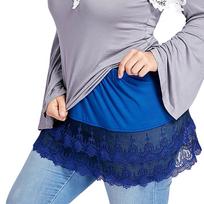 Women's Tiered Sheer Lace Trim Extender Half Plus Size Skirt XXL juoda