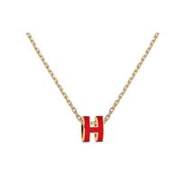 Hermes Mini Pop H Pakabukas Raudonas Metalinis Karoliai Moteriški karoliai Auksinis H147992F-12 Box+Shopping Bag