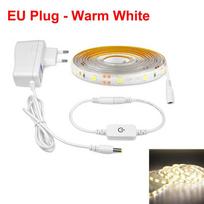 MALITAI 2835 SMD LED juostinė lemputė DC12V sieninė lipni juosta + jutiklinis jungiklis, reguliuojamas valdymas LED kambario dekoro LED kalėdinės lemputės su ES kištuku 1M Set+EU Plug balta