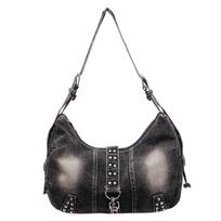 Large-capacity Tote Bag, Washed Denim Bag, Single-shoulder Bag, Commuter Crossbody Bag mėlyna