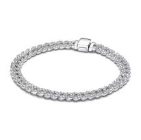 Prabangus 925% sidabro klasikinis madingas žvilgantis cirkonio apyrankė moteriškiems papuošalams originalūs „pasidaryk pats“ vestuvių vakarėlio aksesuarai 18cm white