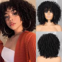 MISS WIG Garbanotas Afro blondinis perukas su kirpčiukais iki pečių Perukai Afro Kinkys Perukai Sintetinis garbanotas perukas juodoms moterims 30cm