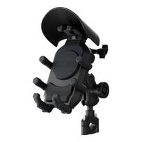 Motociklo telefono laikiklis AntiShake Anti Rain and Sun 15W belaidis įkrovimas, įkraunamas A+C prievadas Handlebar Mount juoda