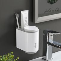 Toothbrush Holder Set Bathroom Magnetic Two-person Mouthwash Cup Free Punch Wall Mount Toothpaste Toothbrush Storage Rack pilka spalva