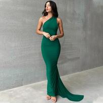 Ladies Summer Sexy Backless Pleated Slim Sleeveless Temperament Dresses S raudona
