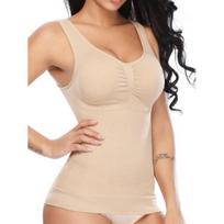 Shapewear camisole moterims su integruota liemenėle ir pilvo kontrole, didelio suspaudimo petnešėlės tank topai, liekninantis kūno formavimo apatinis trikotažas, svorio metimui XXL smėlis