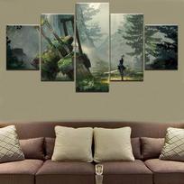 Kraštovaizdžio tapyba drobė HD spausdinta žaidimo tapyba Sienos meno dekoras Modulinis paveikslėlis 5 skydelis NieR Automata 2B žaidimo plakatas 20x35cm*2  20x45cm*2  20x55cm*1