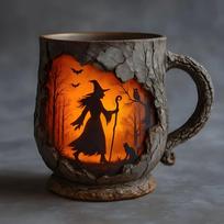 Mistiško miško raganos puodelis Dekoratyvus keraminis puodelis Mystic Forest Witch's Cup