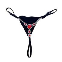 Seksualios kalnų krištolo stringai moterims Mini G-stringas Bikini stringai Žemas juosmuo T formos nugarėlė Apatiniai drabužiai Juosmens kūno grandinėlės Papuošalai festivaliui Rave juoda